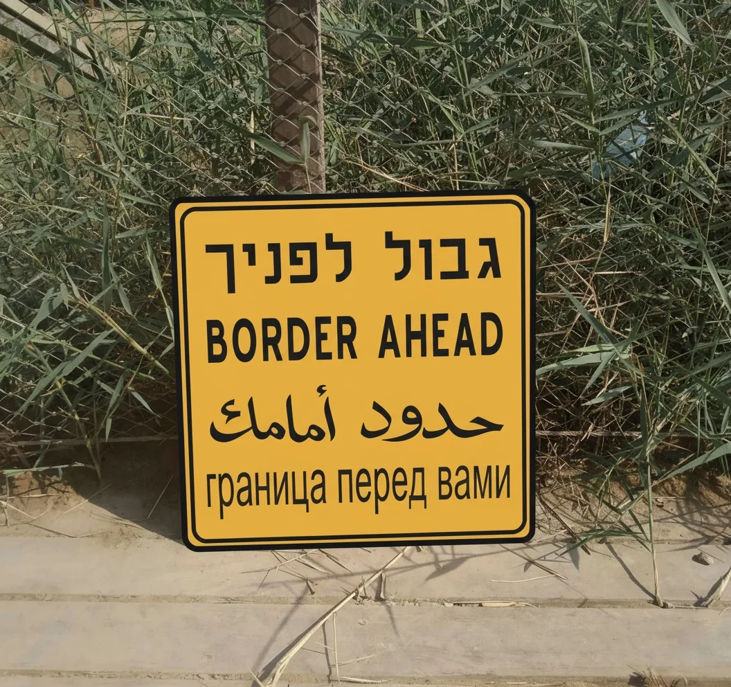 Border Ahead Multilingual Road Sign