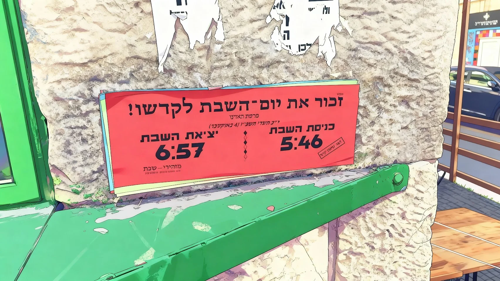 Shabbat Times Sign Jerusalem Bus Stop