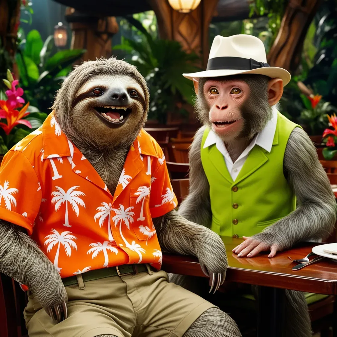 Sloth And Monkey Laughing