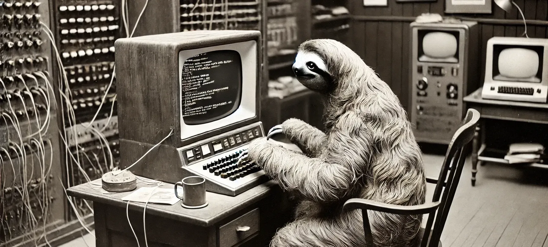 Sloth And Old Computer