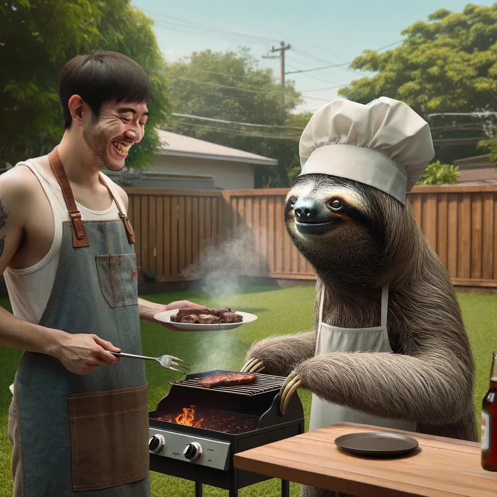 Sloth As Bbq Host
