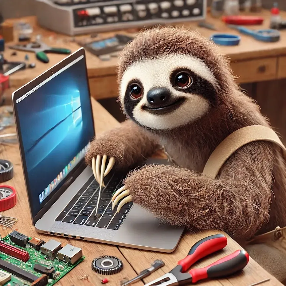Sloth Fixing Laptop