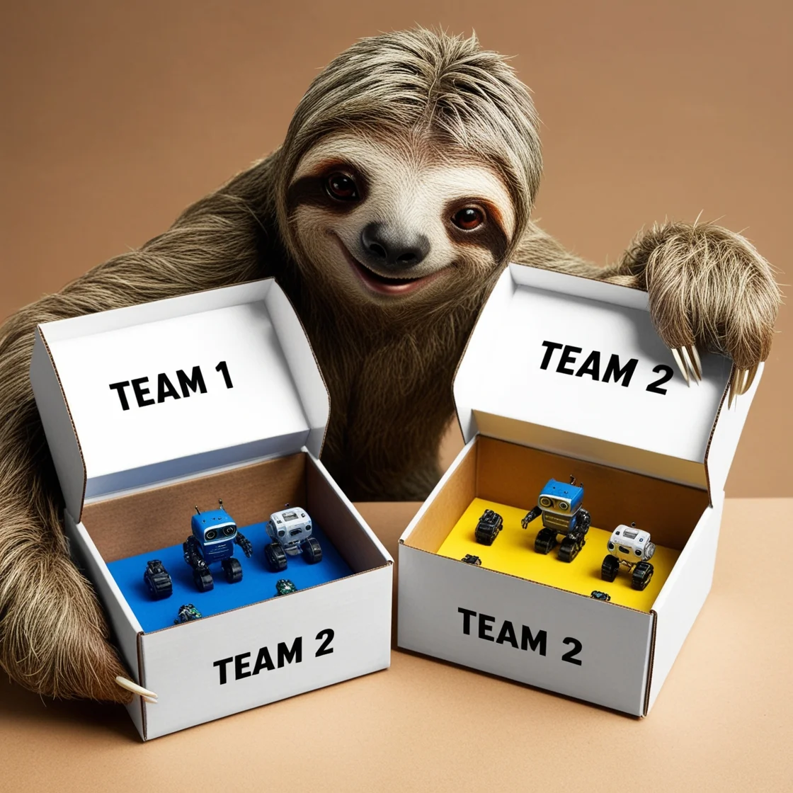 Sloth Holding Toy Boxes