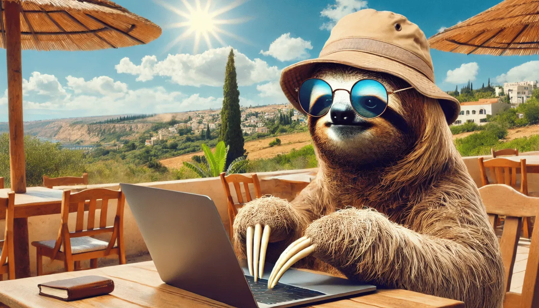 Sloth Laptop Sun