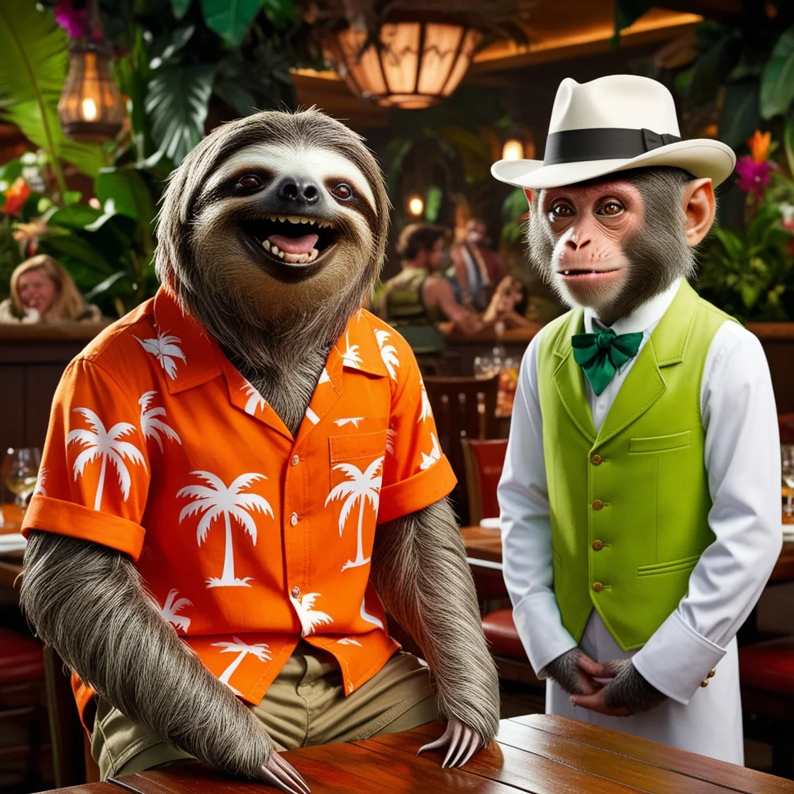 Sloth Monkey Tropical Diner