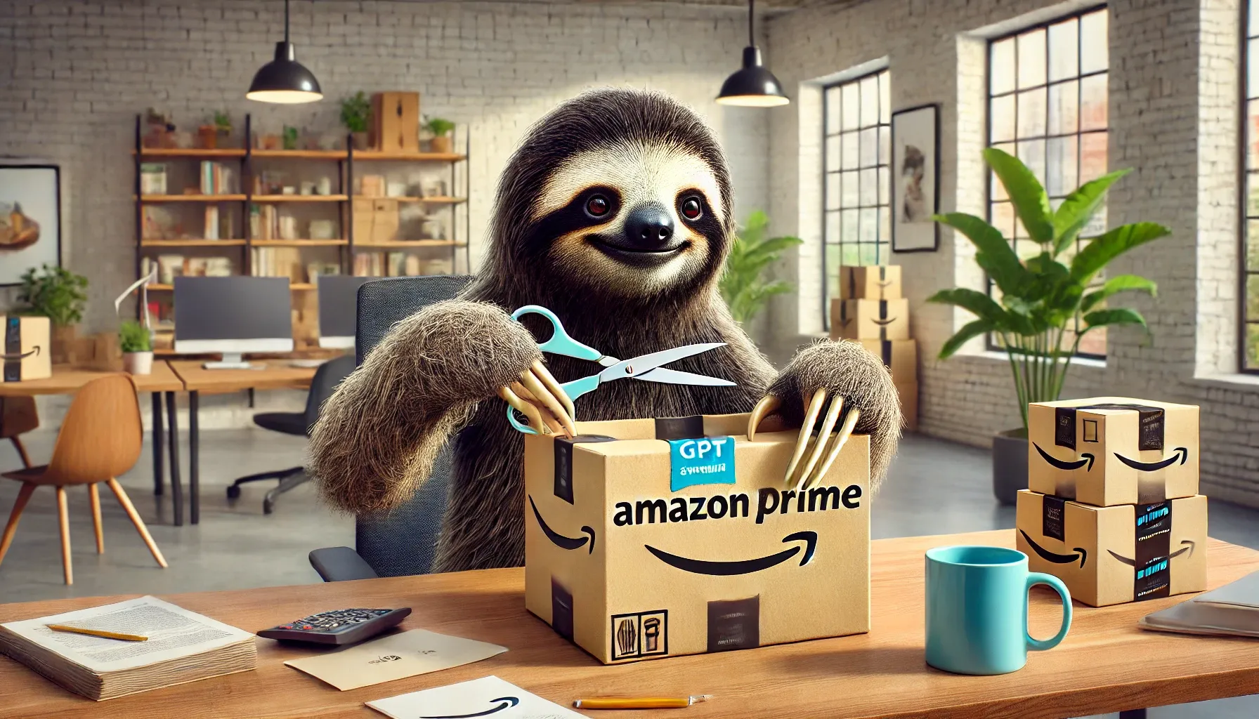 Sloth Opening Amazon Box
