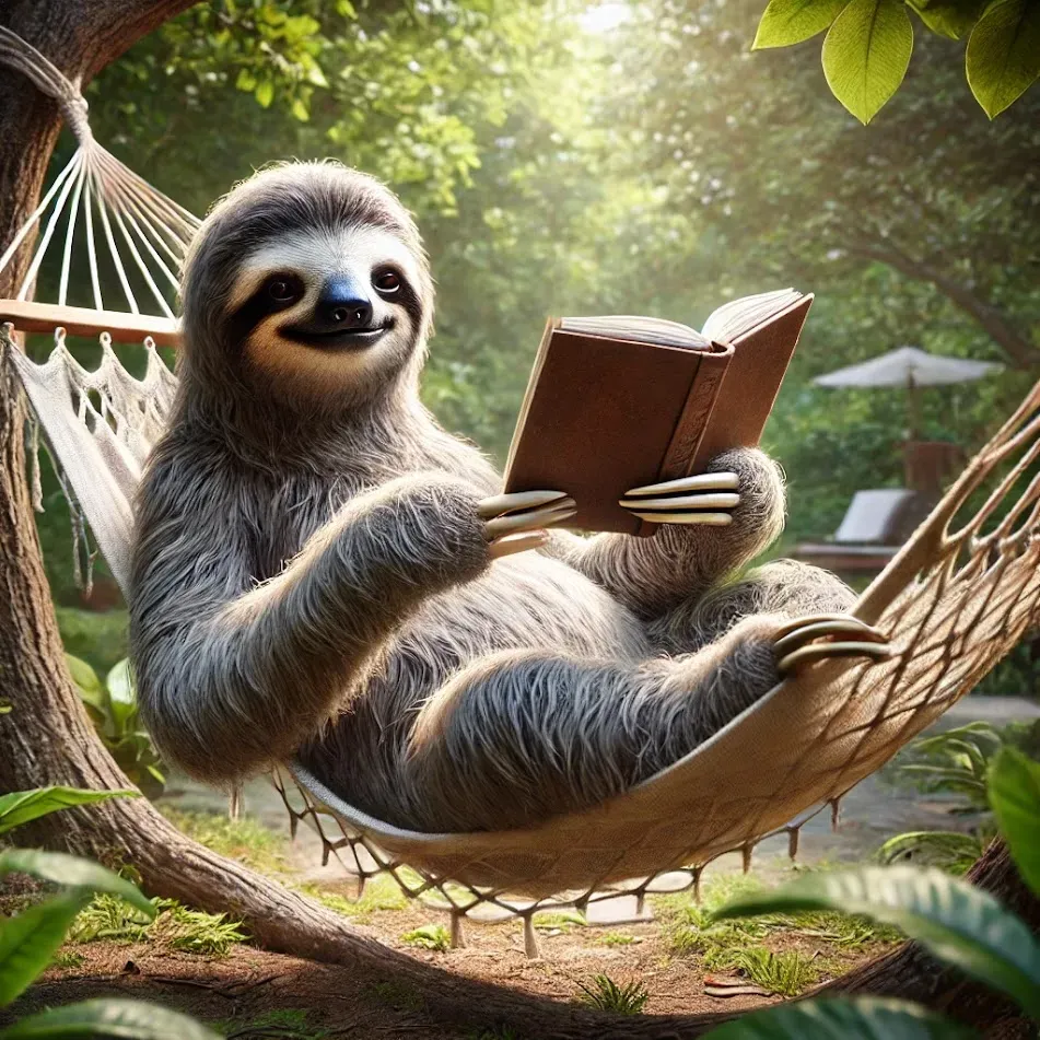 Sloth Reading In Hammock