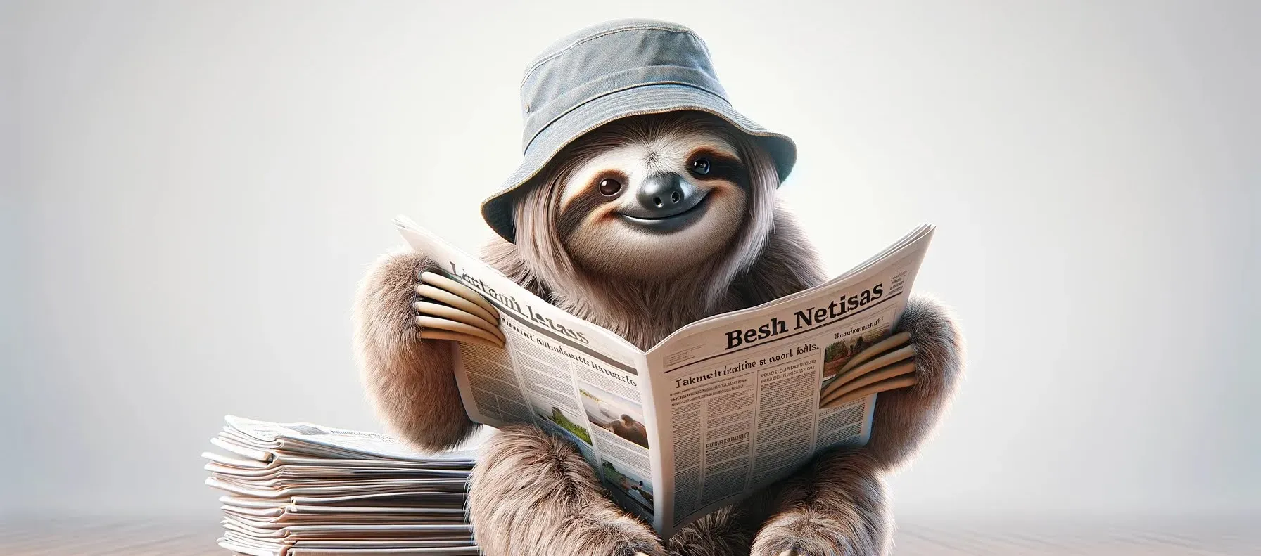 Sloth Reading Newspaper