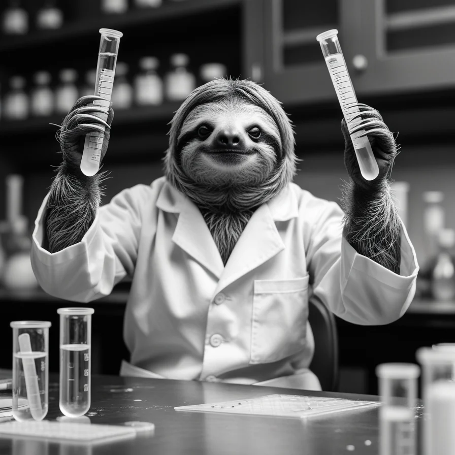 Sloth Scientist Lab Coat Test Tubes