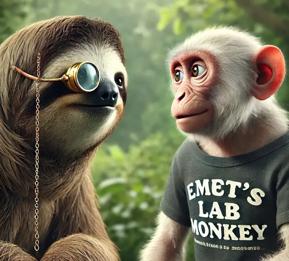 Sloth Scrutinishing Monkey