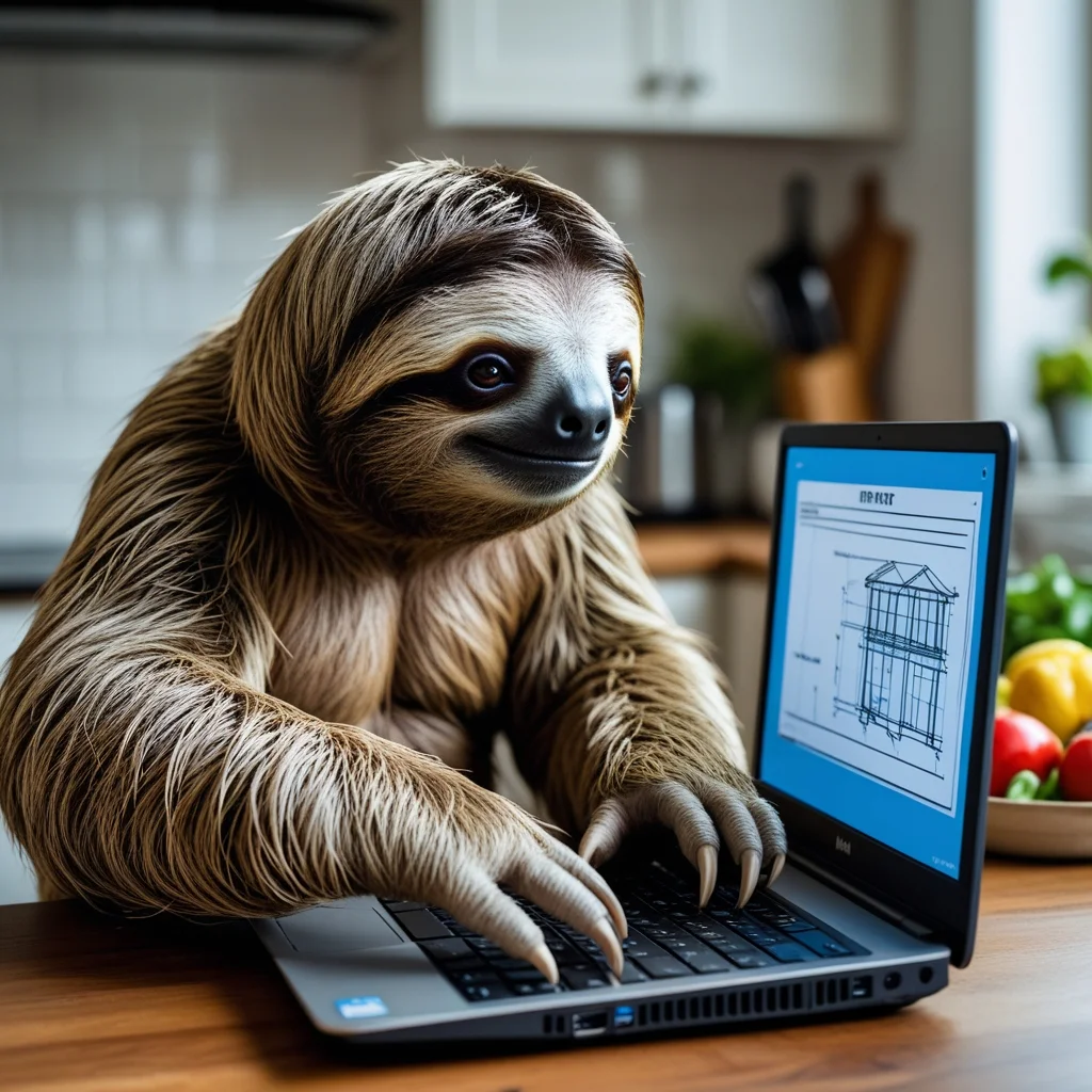 Sloth Typing On Laptop