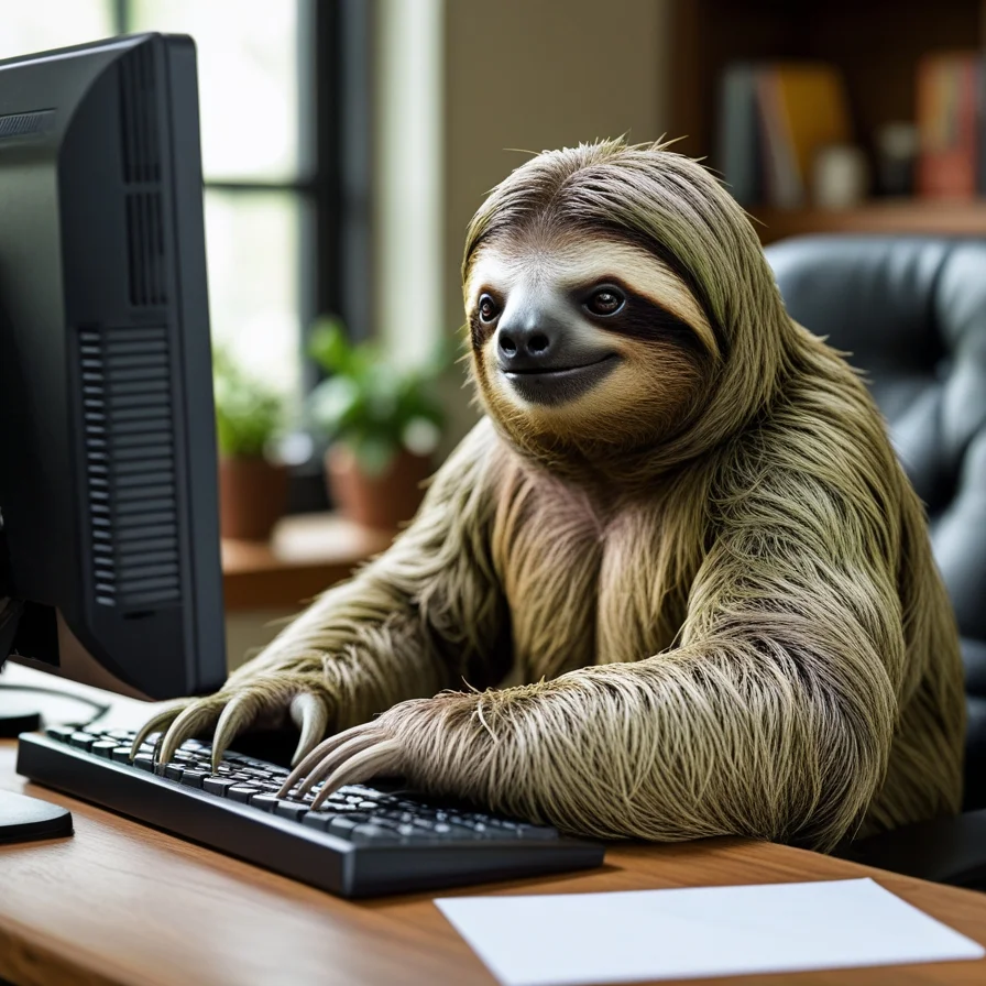 Sloth Using Computer