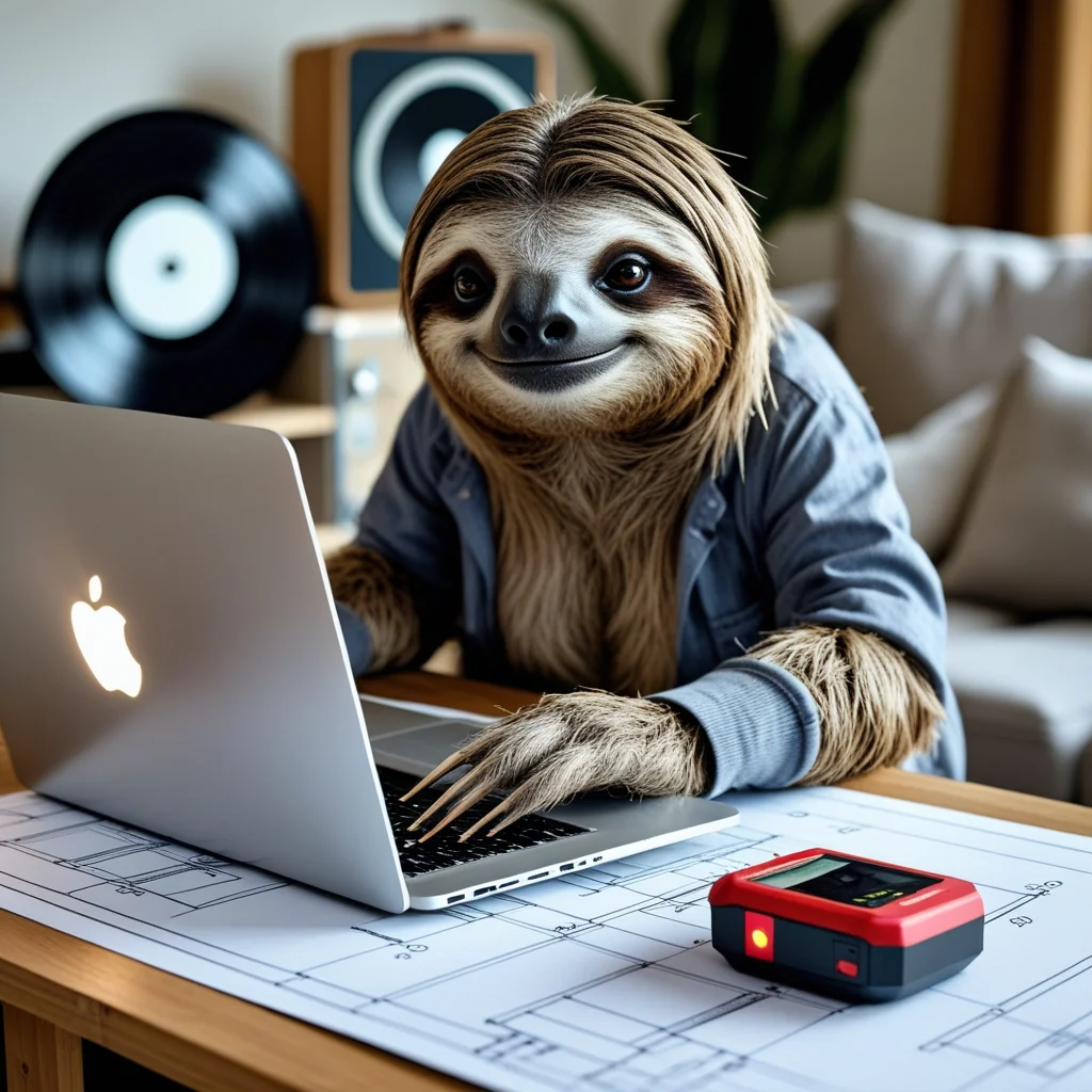 Sloth Using Laptop