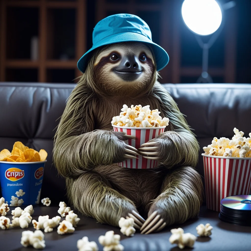 Sloth Watching Movie Popcorn Hat