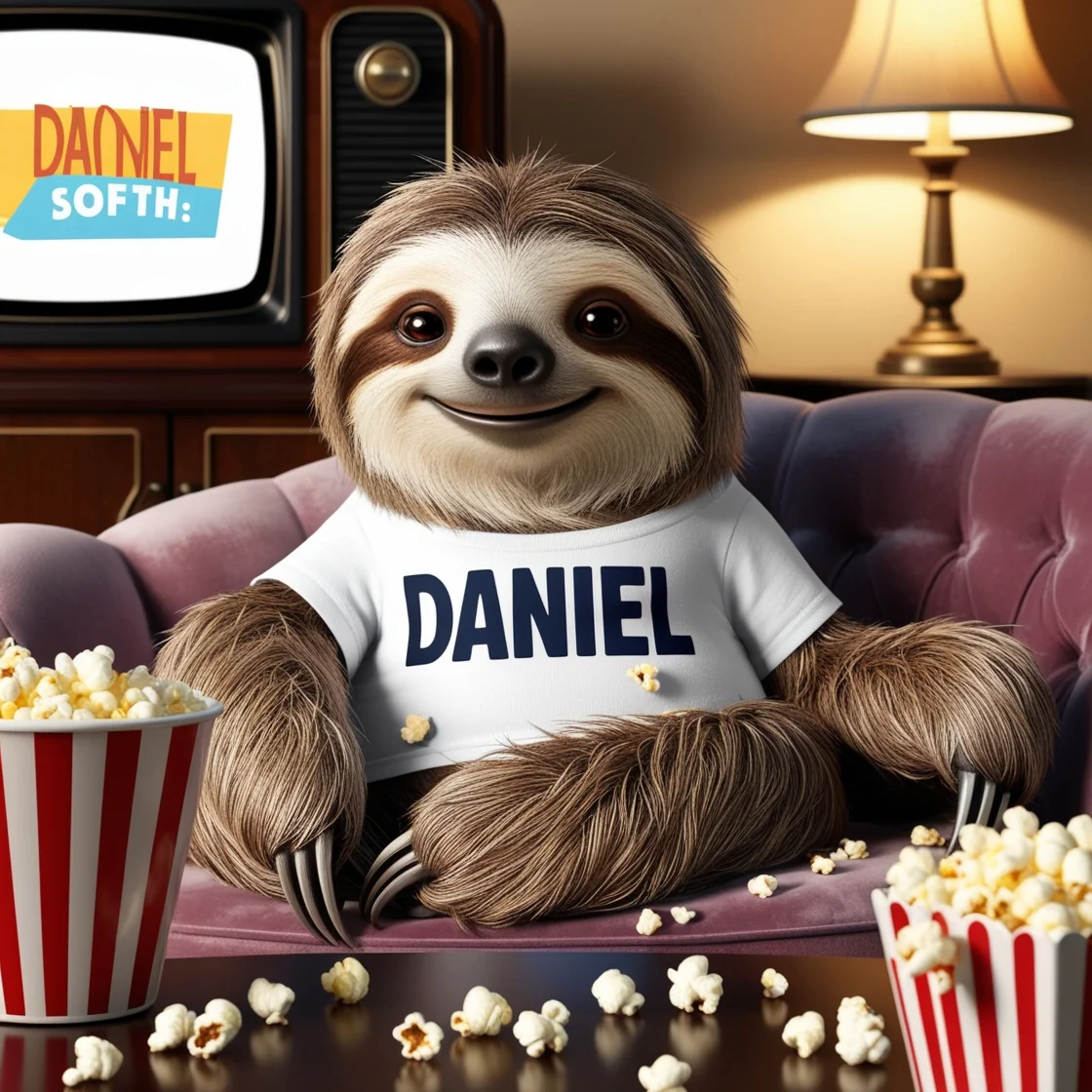 Sloth Watching Tv Popcorn
