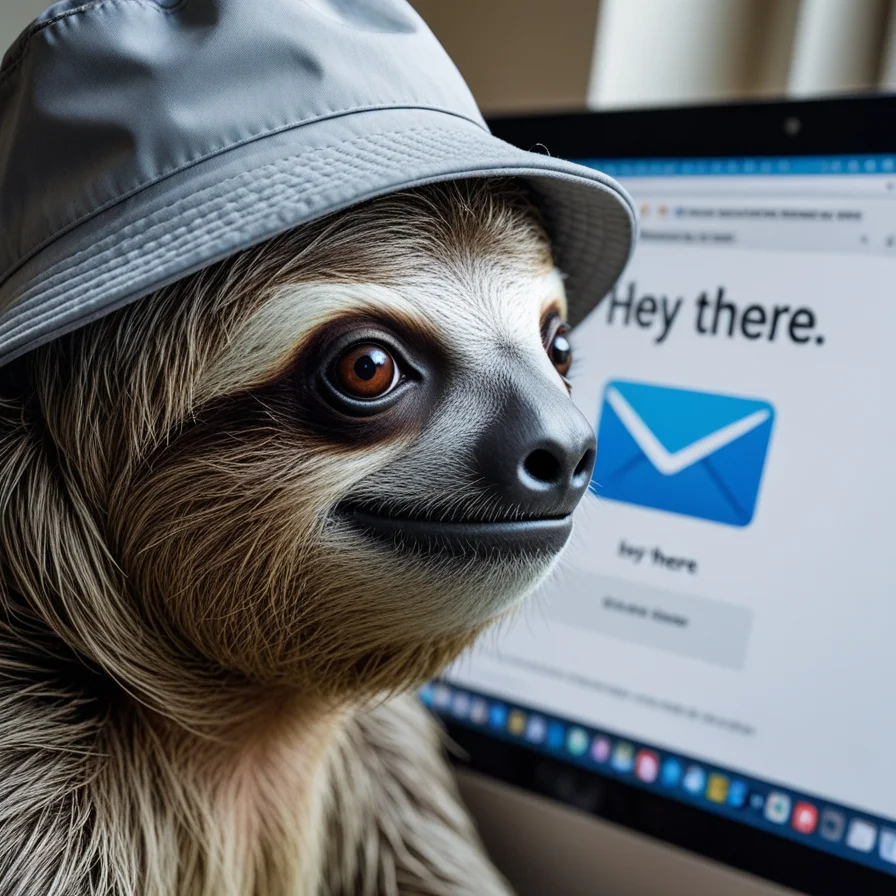 Sloth Wearing Hat Computer