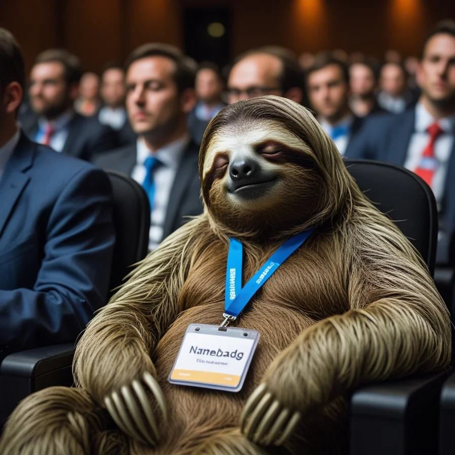 Sloth Wearing Name Tag