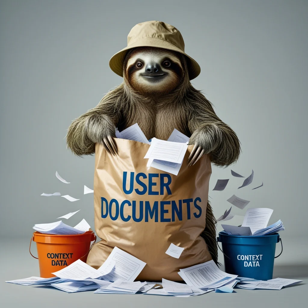 Sloth With Documents And Buckets