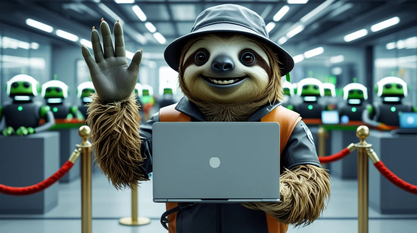 Sloth With Laptop In Lab