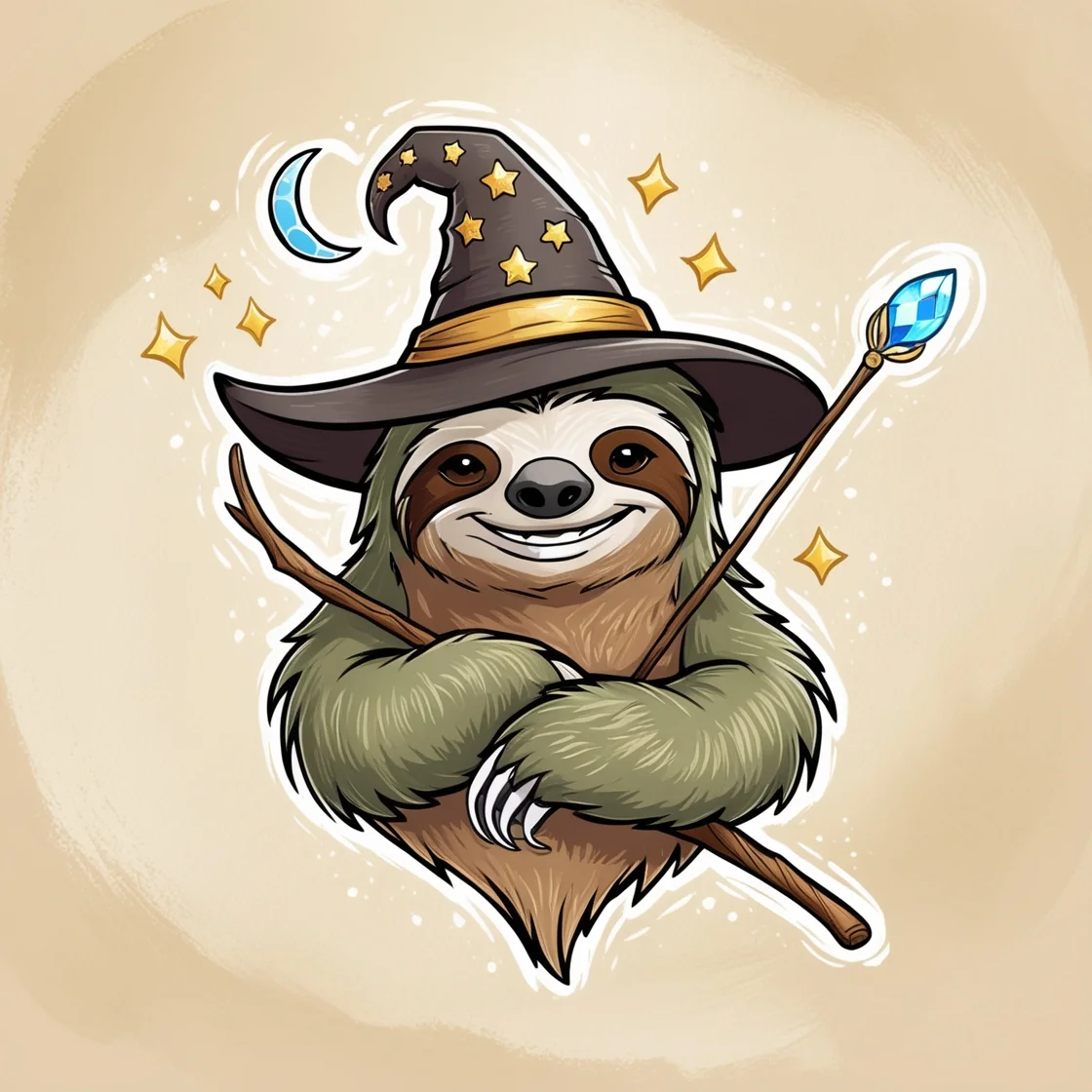 Sloth Wizard Cartoon