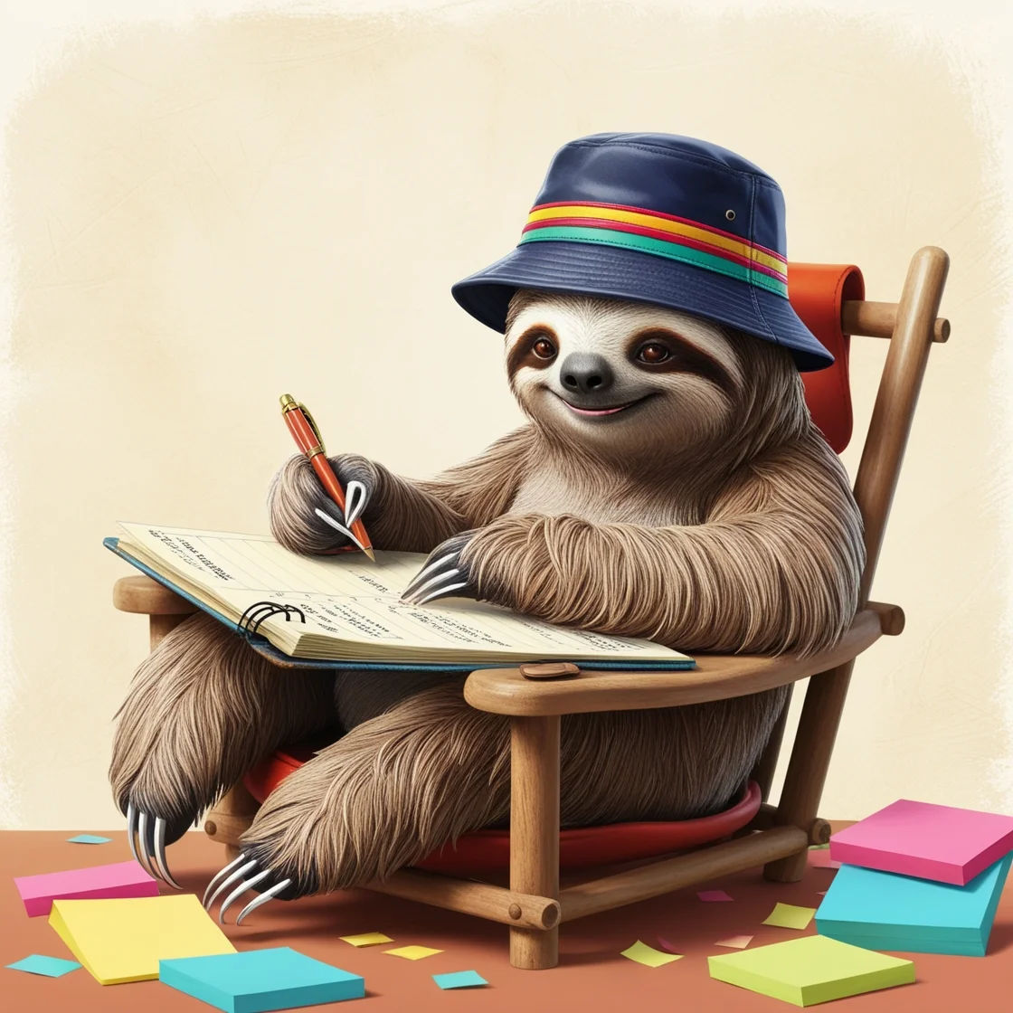 Sloth Writing Notebook Hat