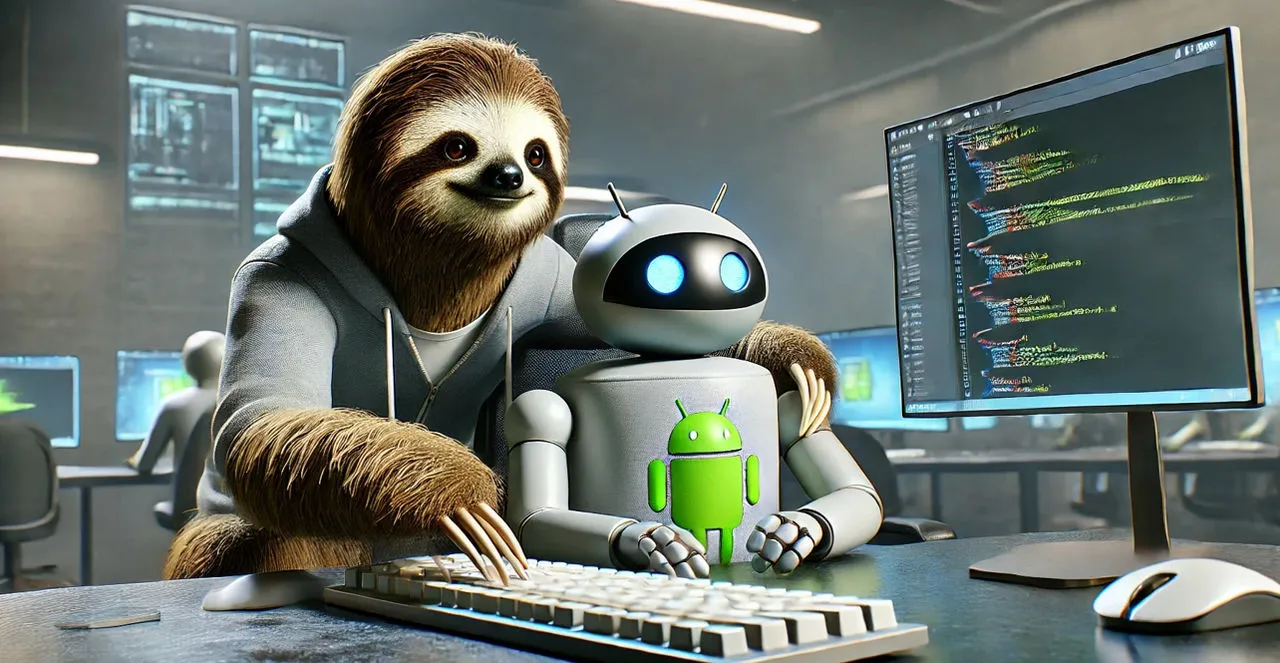 Sloth And Android Coding Collab By Danielrosehill Digiyau Fullview