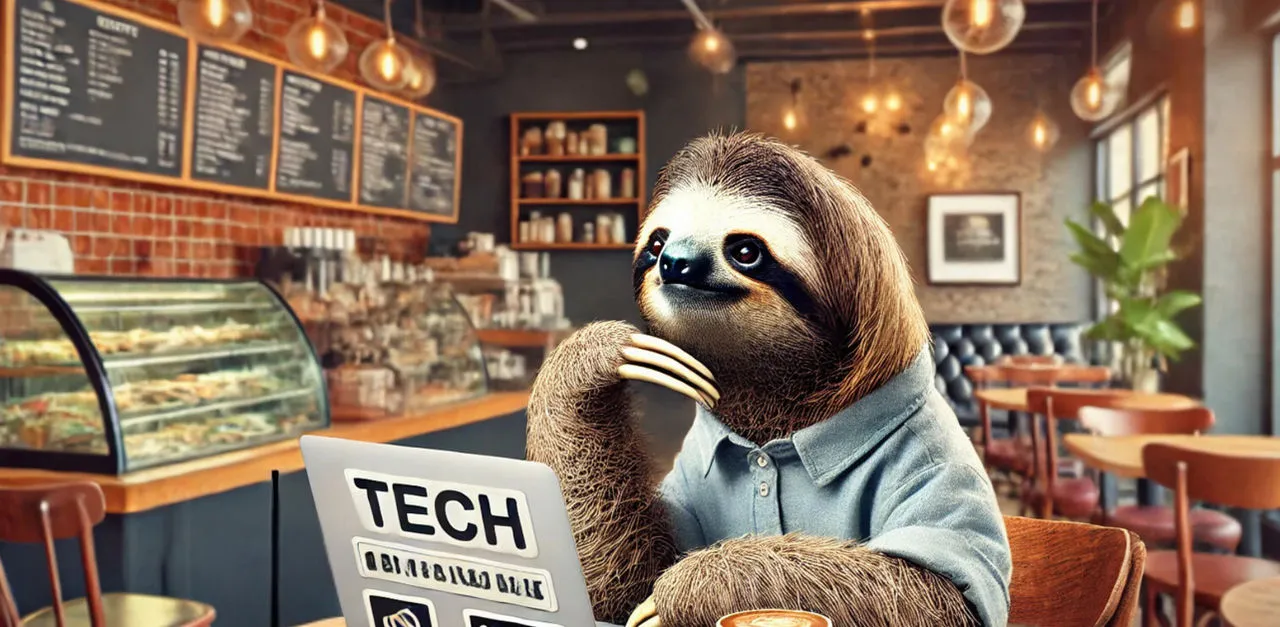 Sloth Working In Cafe Ideating Startup Ideas By Danielrosehill Digiqyy Fullview