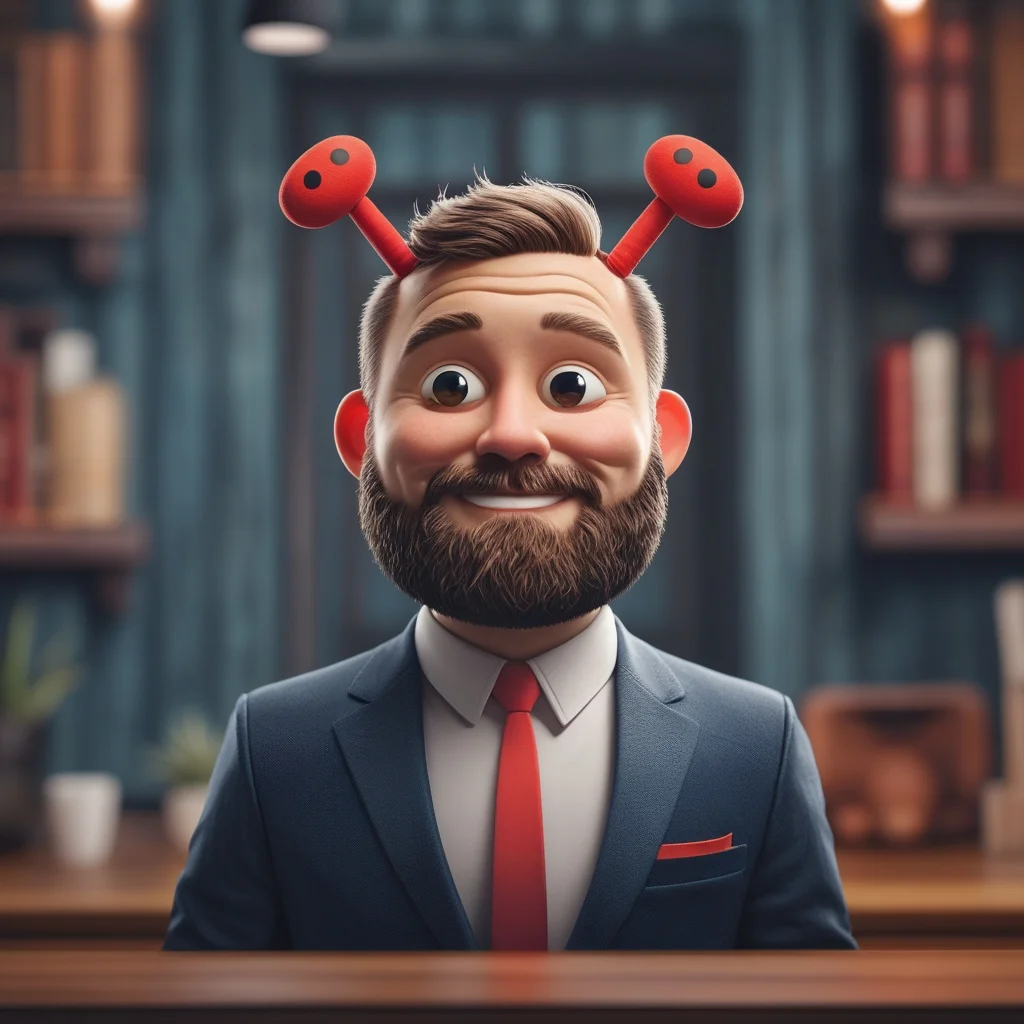 Smiling Cartoon Man Suit Antennas