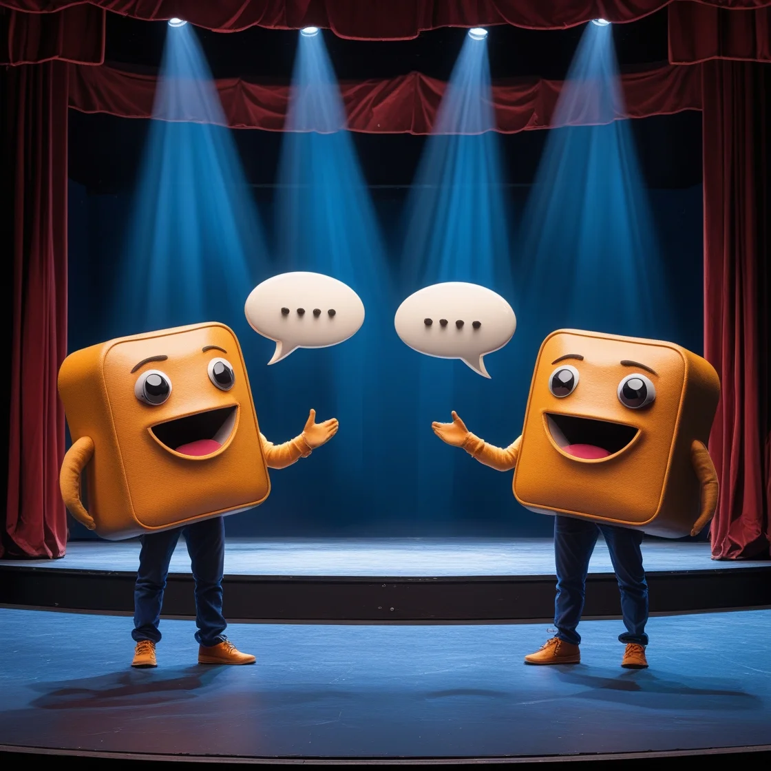 Smiling Cuboid Characters Stage