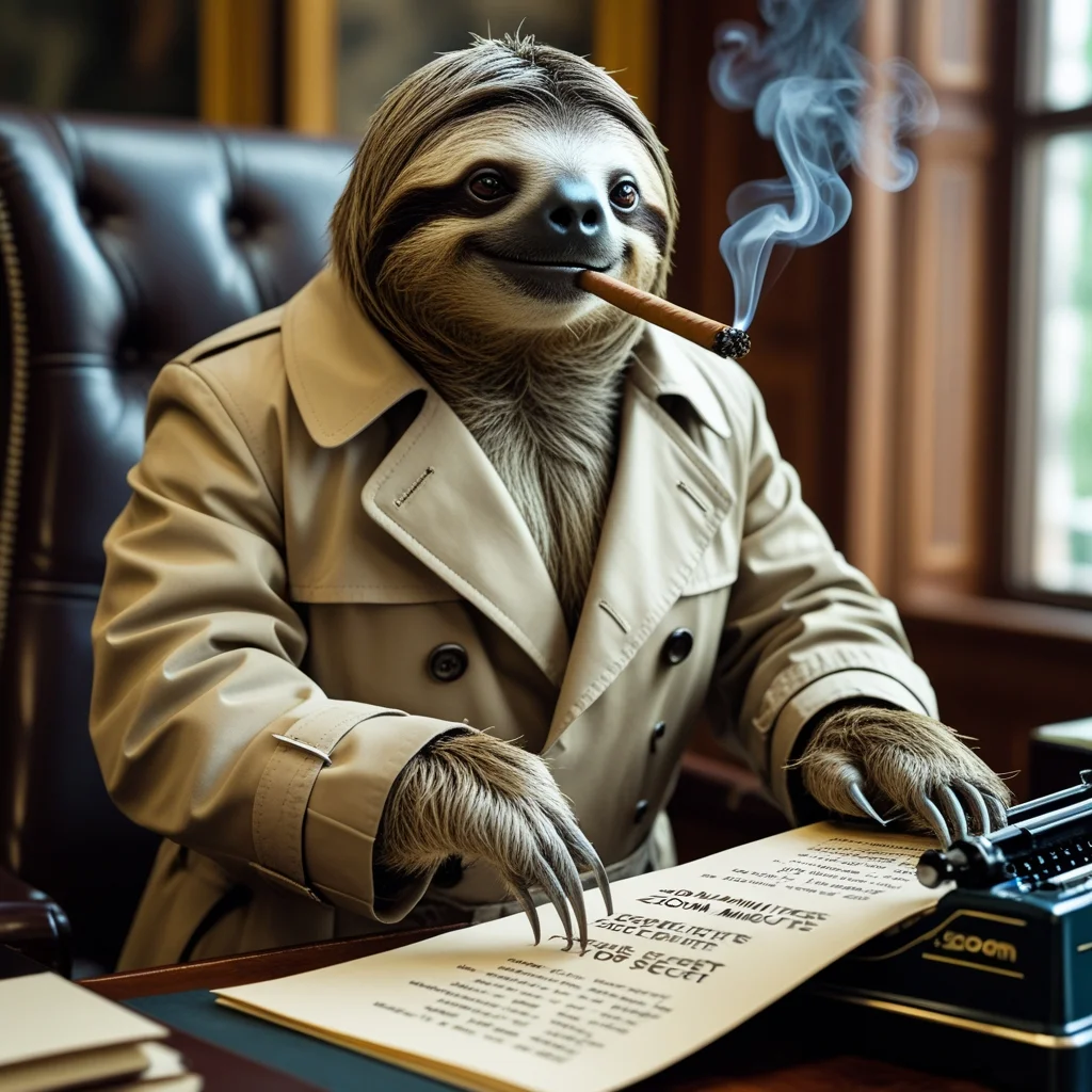 Smoking Sloth In Trench Coat