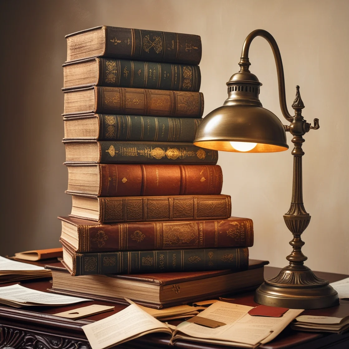 Stacked Antique Books Lamp