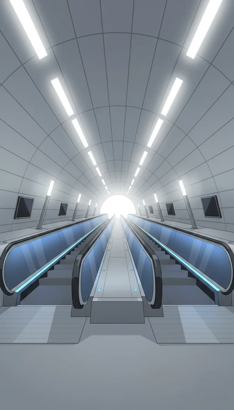Symmetrical Metro Escalators White Tunnel