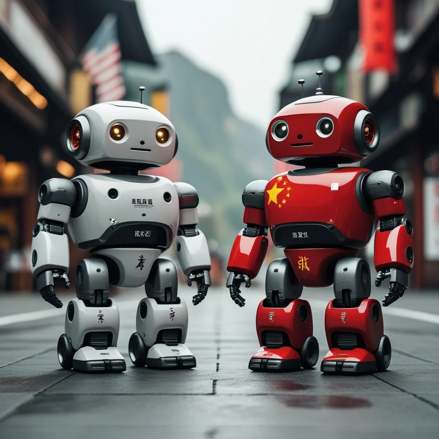 Two Robots On Street