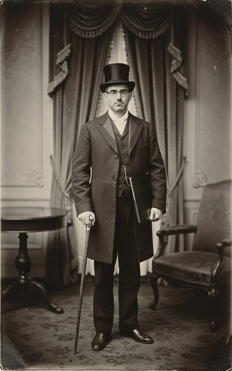 Vintage Gentleman Top Hat Portrait