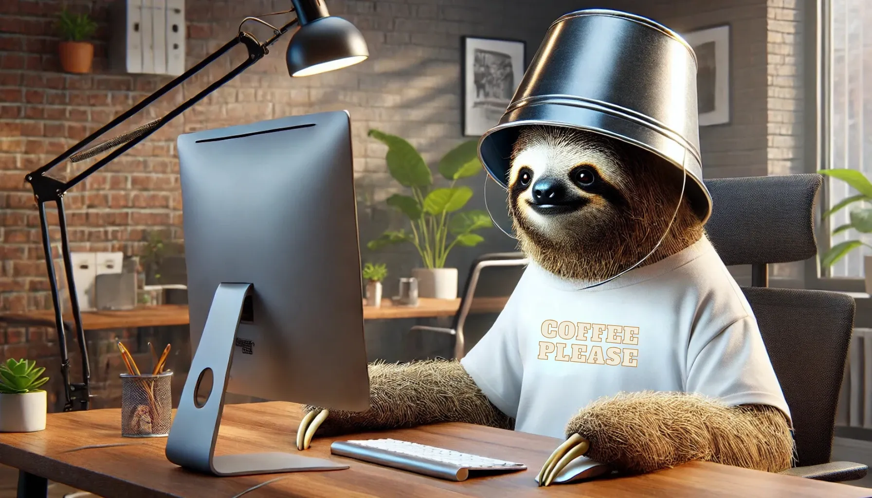 Sloth with bucket hat